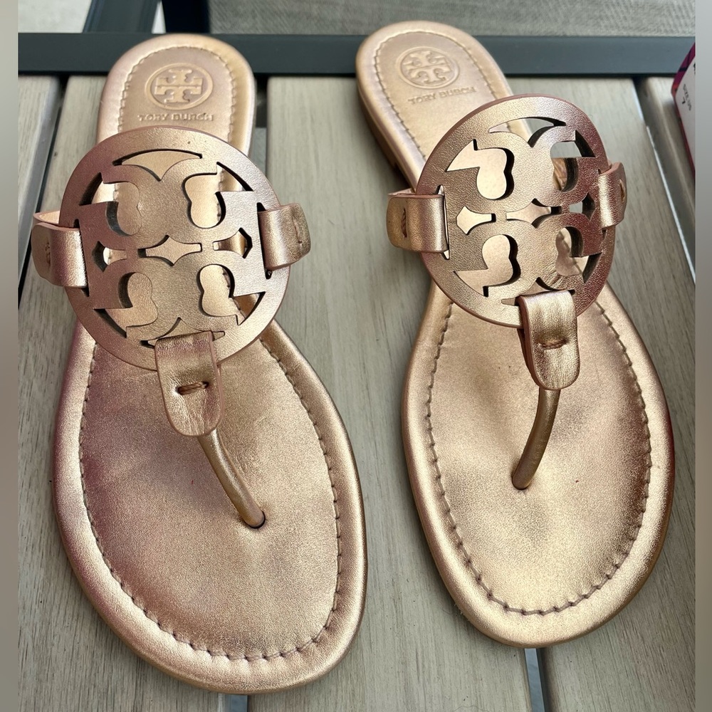 Tory Burch Rose Gold Miller Sandals Size 7
